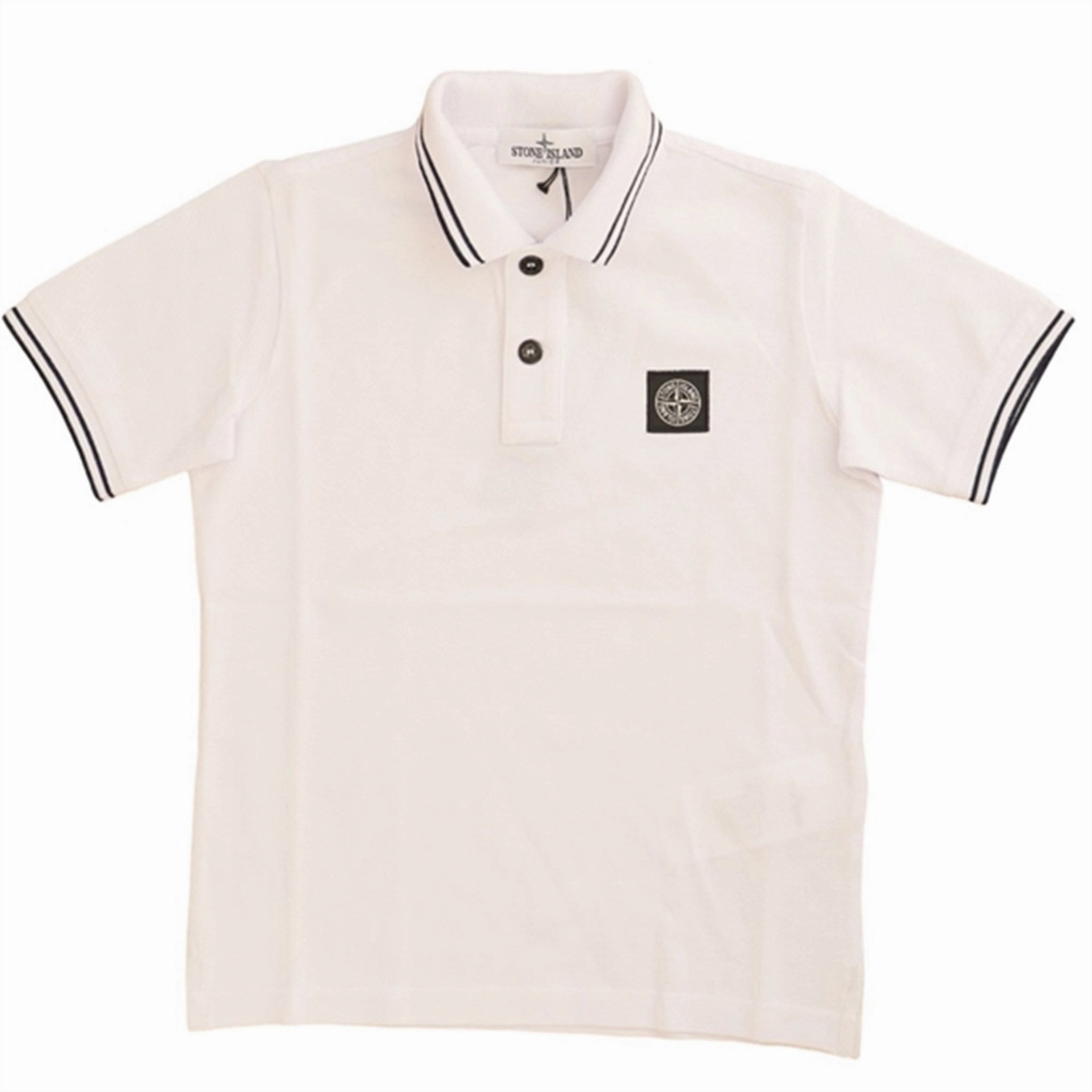 Logo Detail Stone Island Junior Polo Shirt White