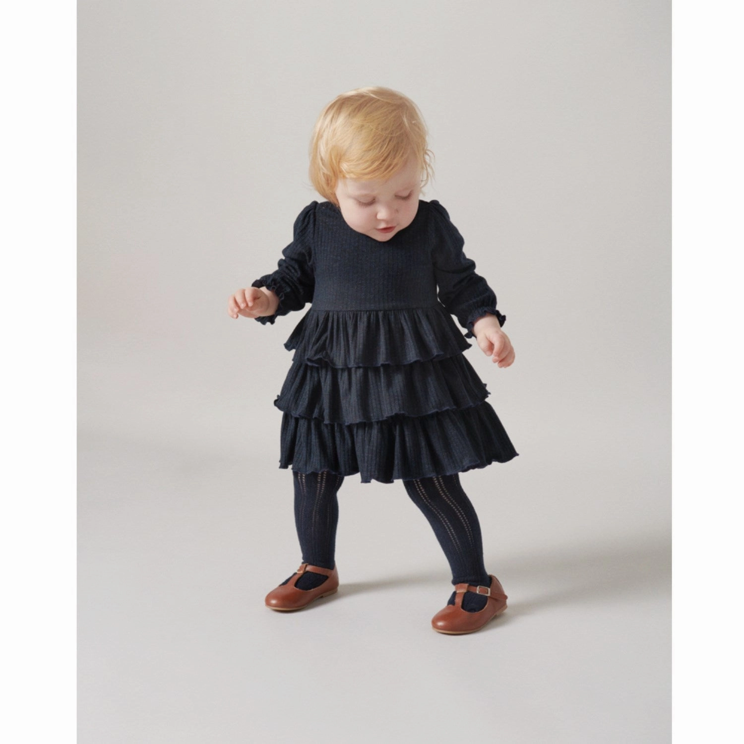 MarMar Glitter Rib Dark Night Glitter Damina Dress Light Silhouette Holiday-Party