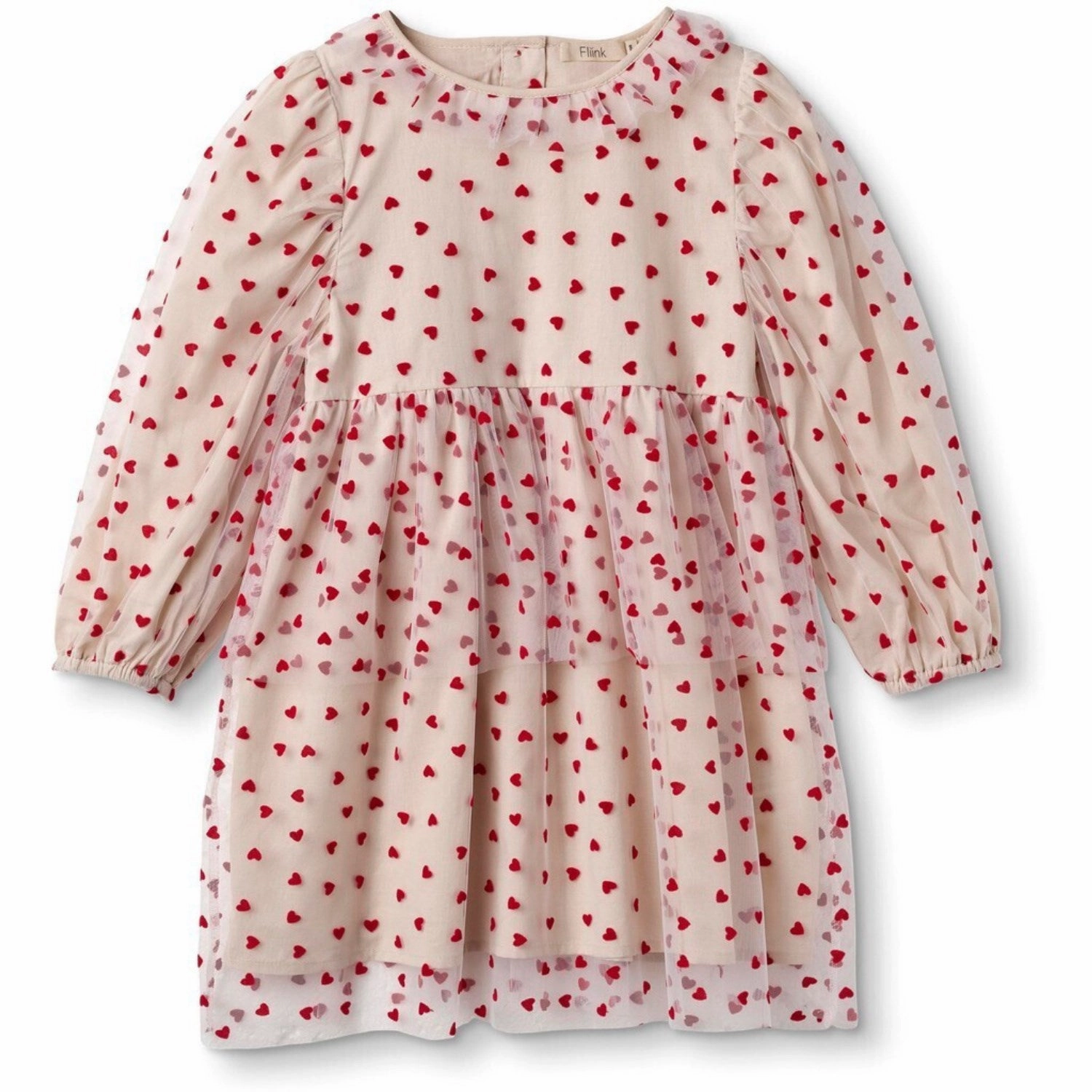 Fliink Sandshell/ Pompeian Red Tulle Heart Dress All Look Spring-Season
