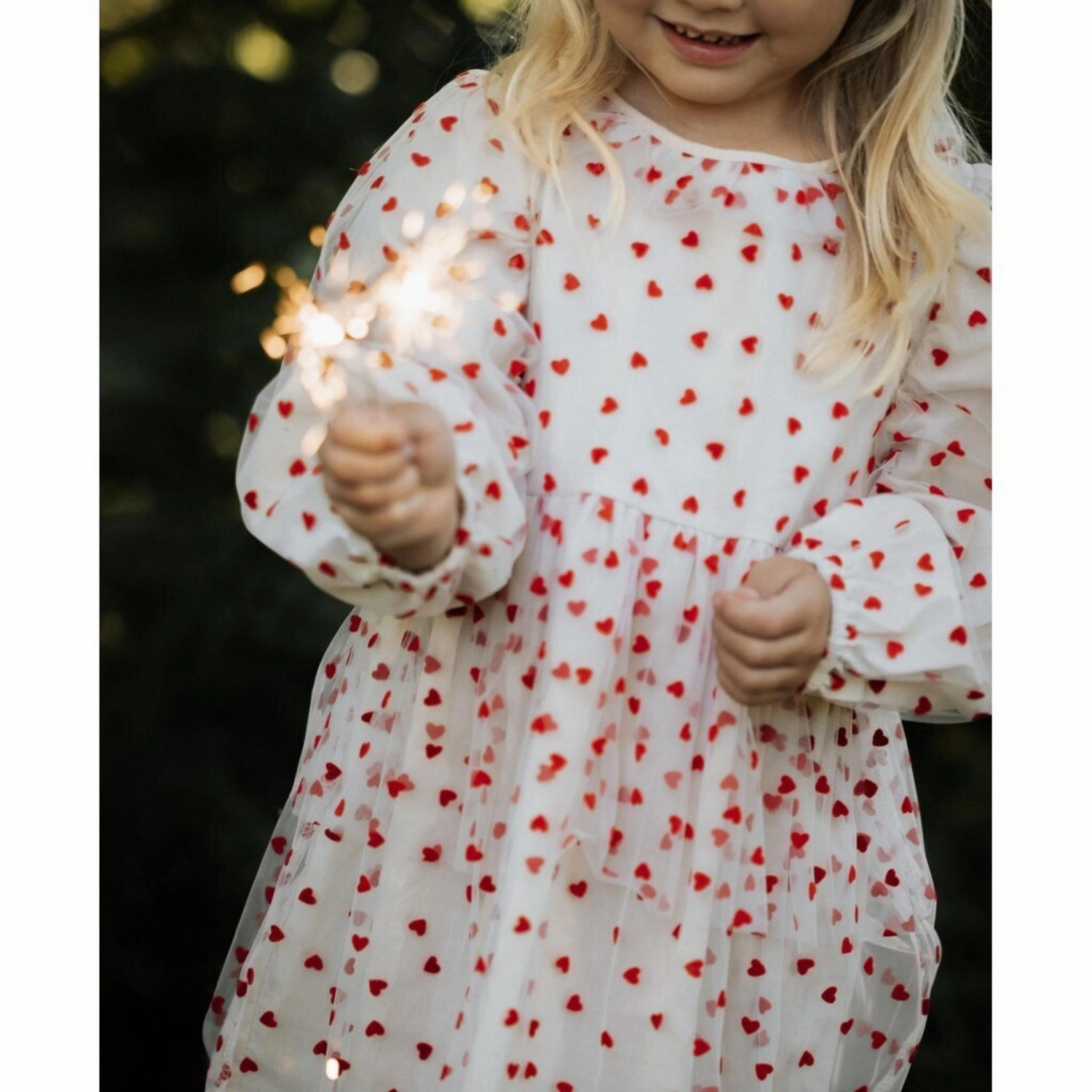 Trendy Vibes Fliink Sandshell/ Pompeian Red Tulle Heart Dress