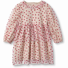 Fliink Sandshell/ Pompeian Red Tulle Heart Dress All Look Spring-Season