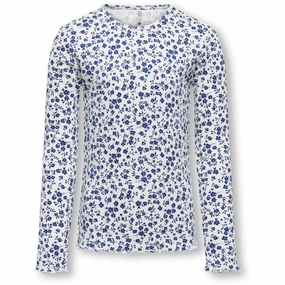 kids ONLY Cloud Dancer Ditsy Evig Rib Blouse Wrinkle-Resistant