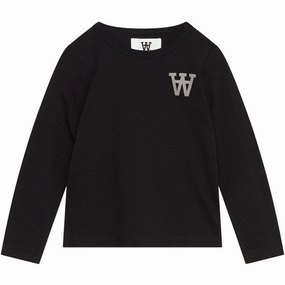 Wood Wood Black Kim Tirewall Blouse Stretchy Cloth Sheer Panel