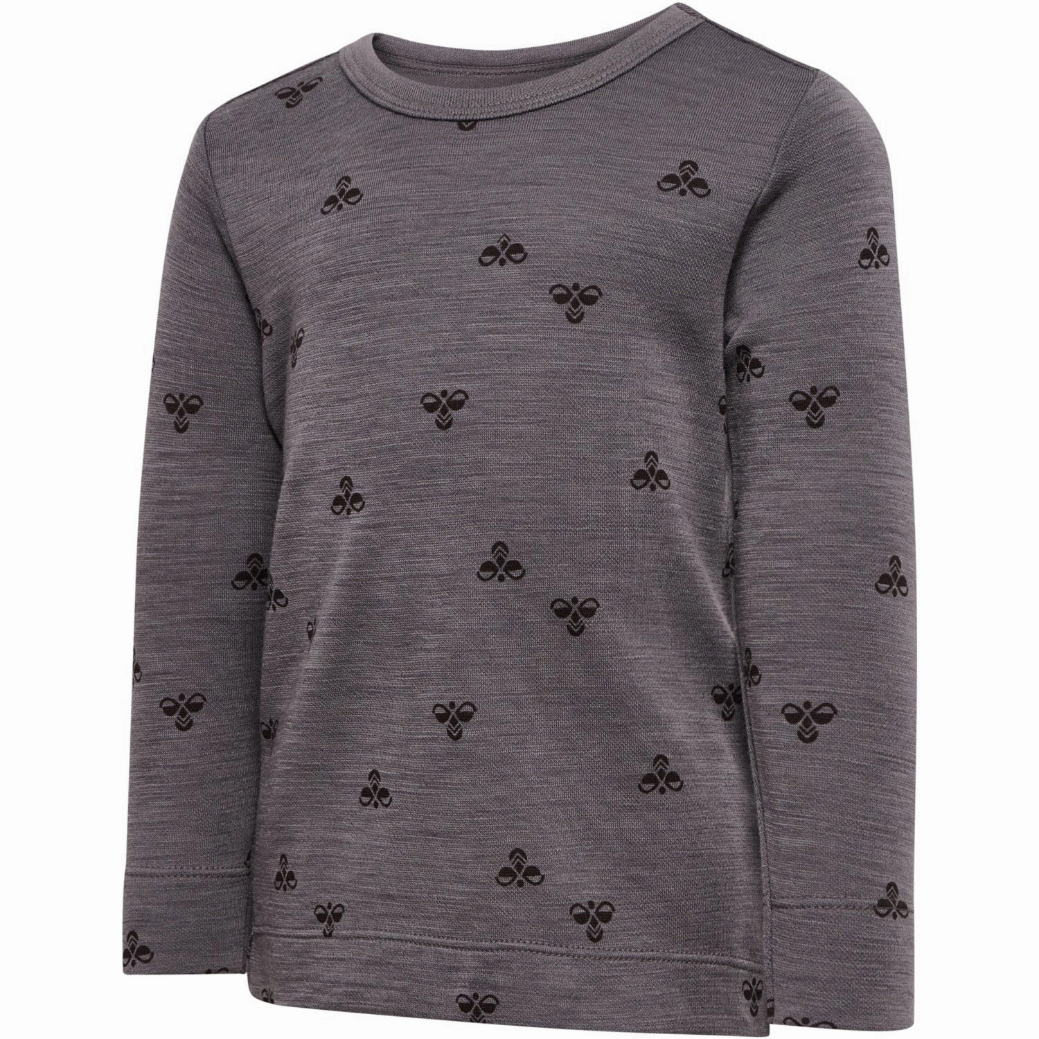 Hummel Charcoal Gray Mini Wool T-Shirt L/S Eye-Catching Pattern