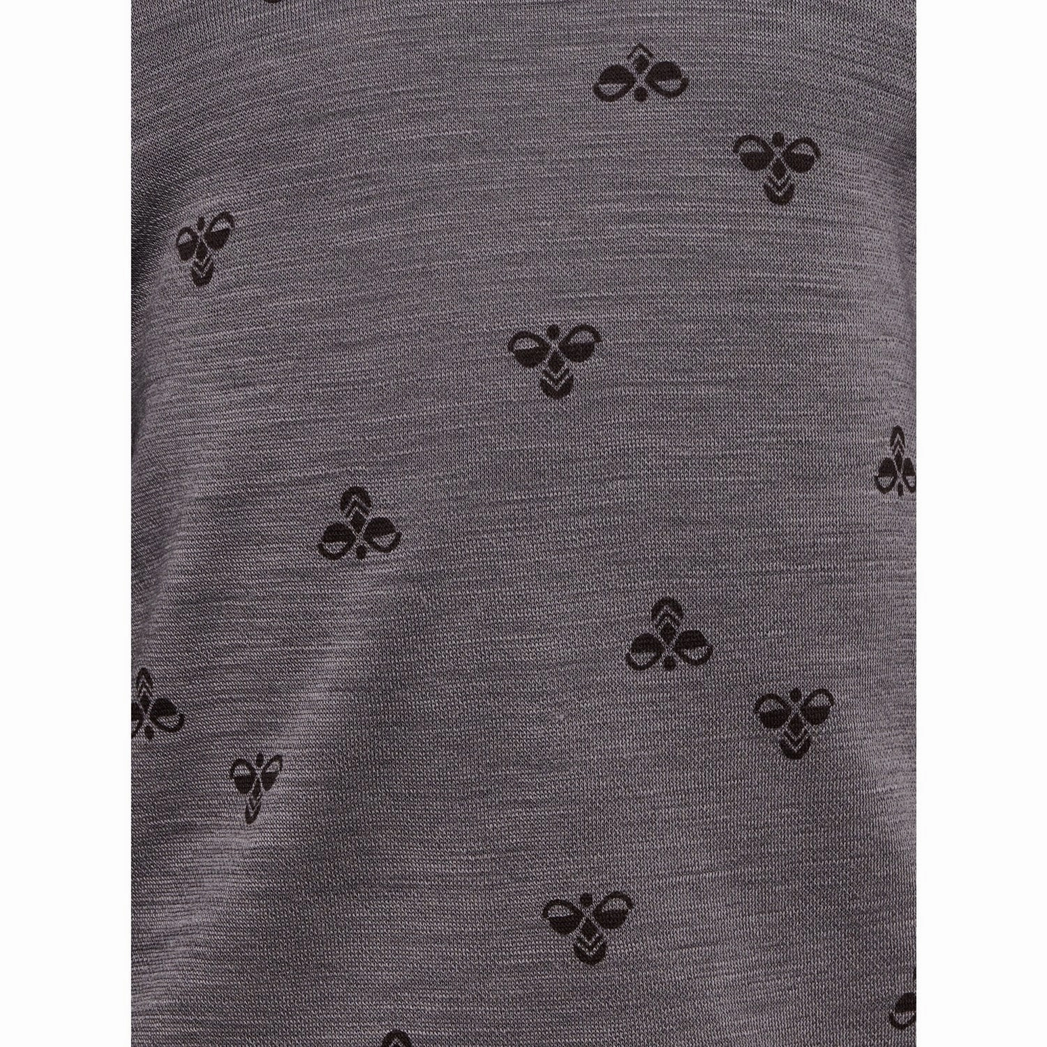 Reinforced Side Vents Subtle pattern Hummel Charcoal Gray Mini Wool T-Shirt L/S