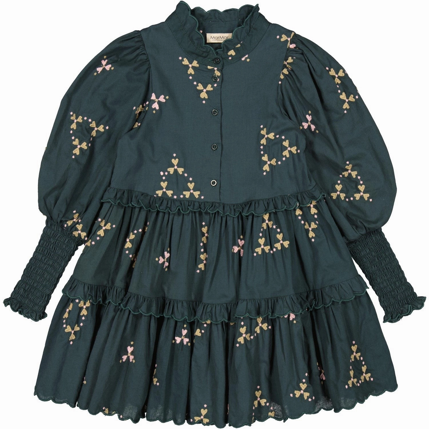 MarMar Light Embroidery Deep Forest Hearts Dela Dress Church Proper