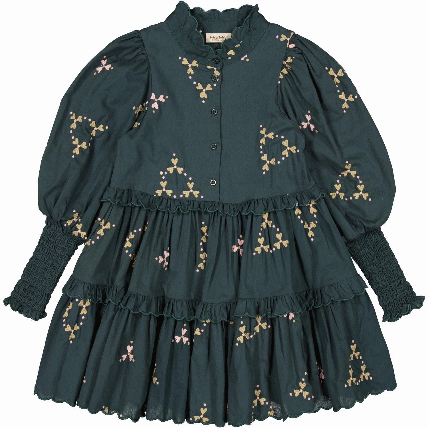 MarMar Light Embroidery Deep Forest Hearts Dela Dress Cozy Cut Light Sheen
