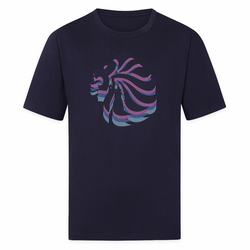 Adult Team GB Stacked Large Lion Graphic T-Shirt  - Navy Easy Layer