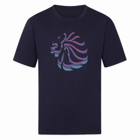 Adult Team GB Stacked Large Lion Graphic T-Shirt  - Navy Easy Layer