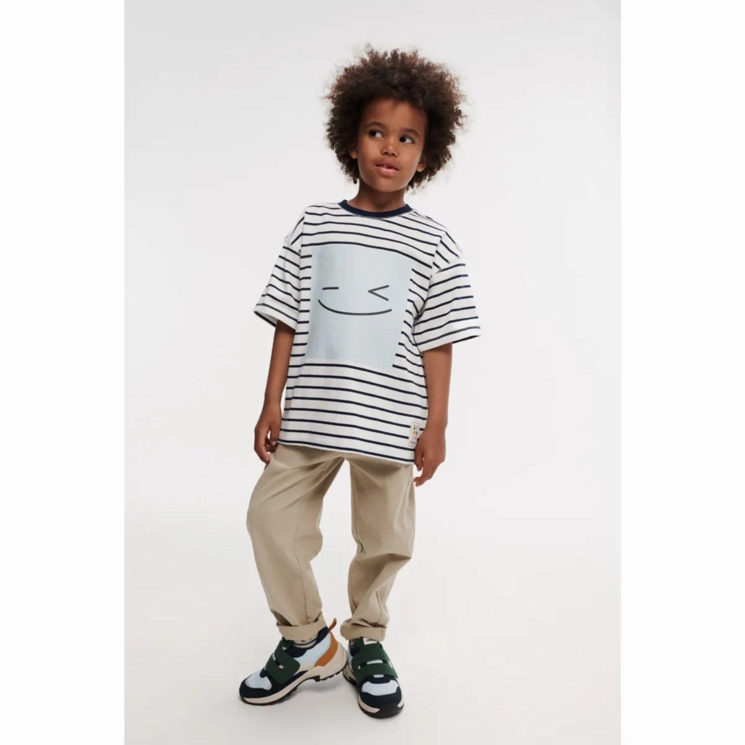 LIEWOOD Smiley / Stripe Classic Navy / Creme De La Creme Tyler Placement Shortsleeve T-Shirt Relaxing Day