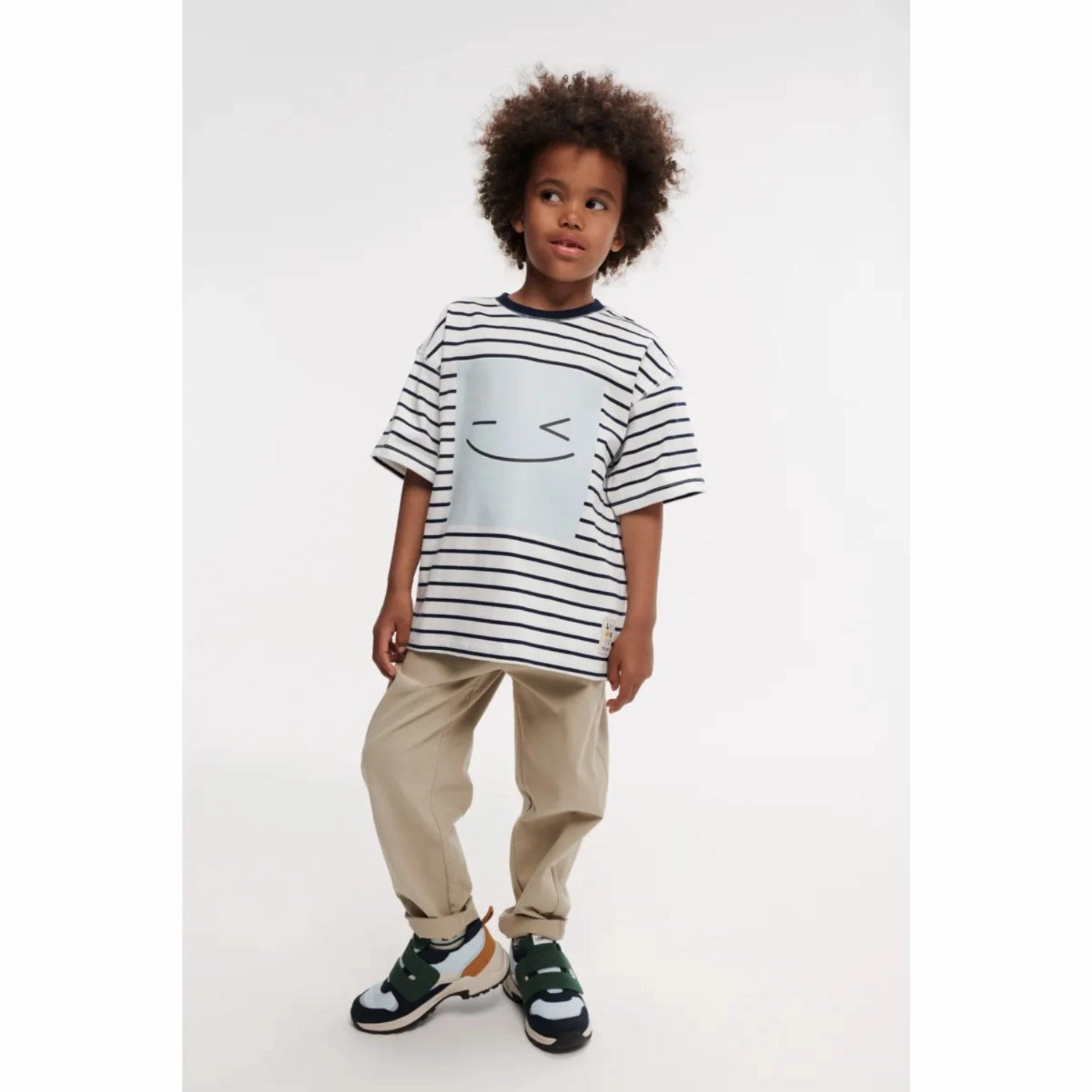 Sophisticated Casual Scoop neck LIEWOOD Smiley / Stripe Classic Navy / Creme De La Creme Tyler Placement Shortsleeve T-Shirt