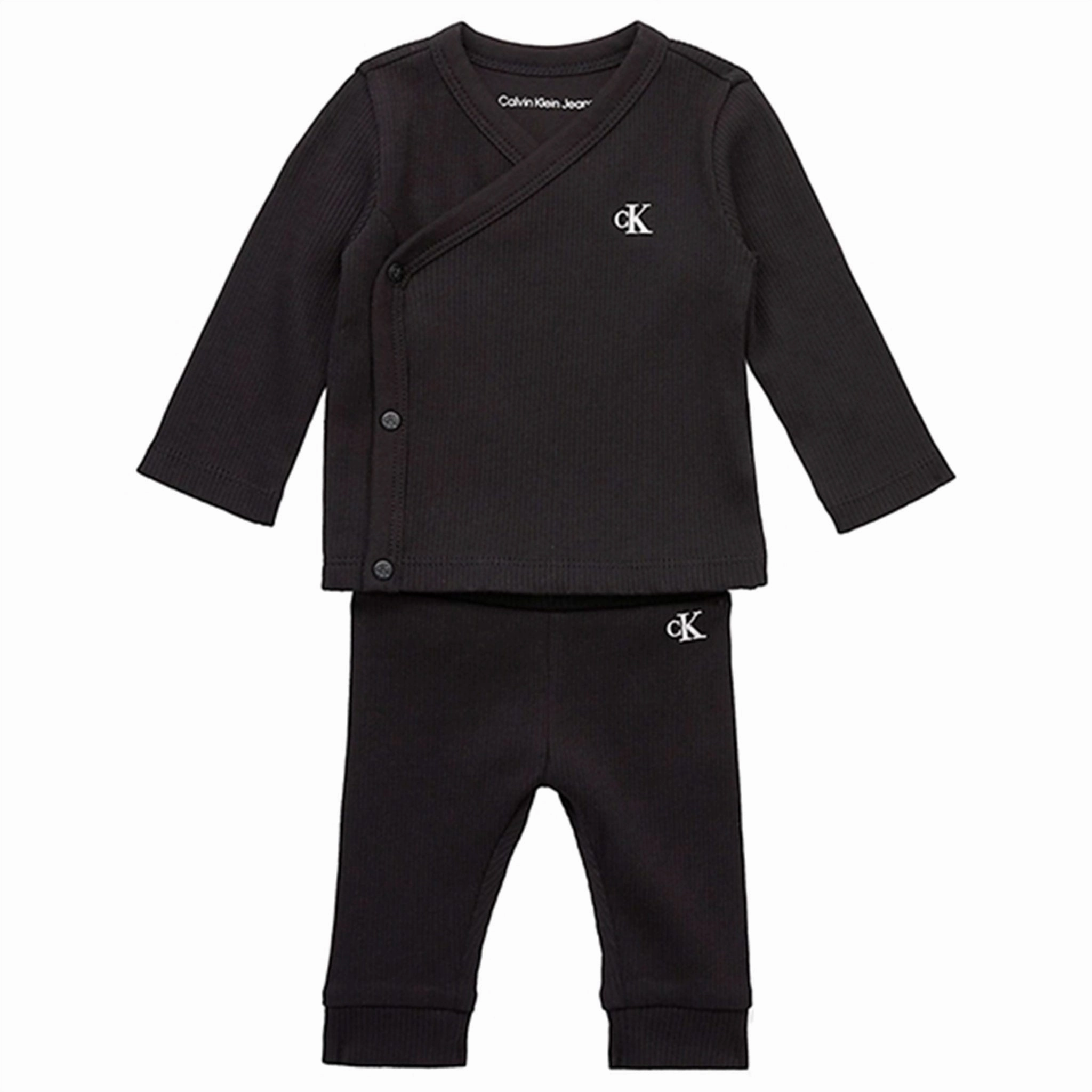 Calvin Klein Ribbed Tracksuit Black Snag Resistant Fabric Edgy Fashion