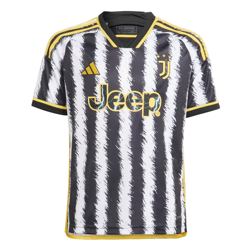 Adidas maglia da calcio da ragazzo Juventus Home 23/24 bianco nero Comfy Look Cool Style