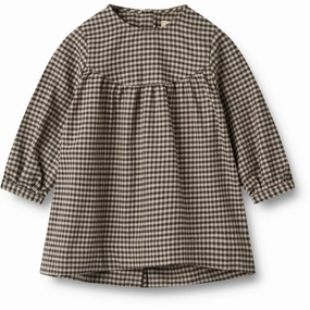 Wheat Raven Check Dress Fenja Polished Details