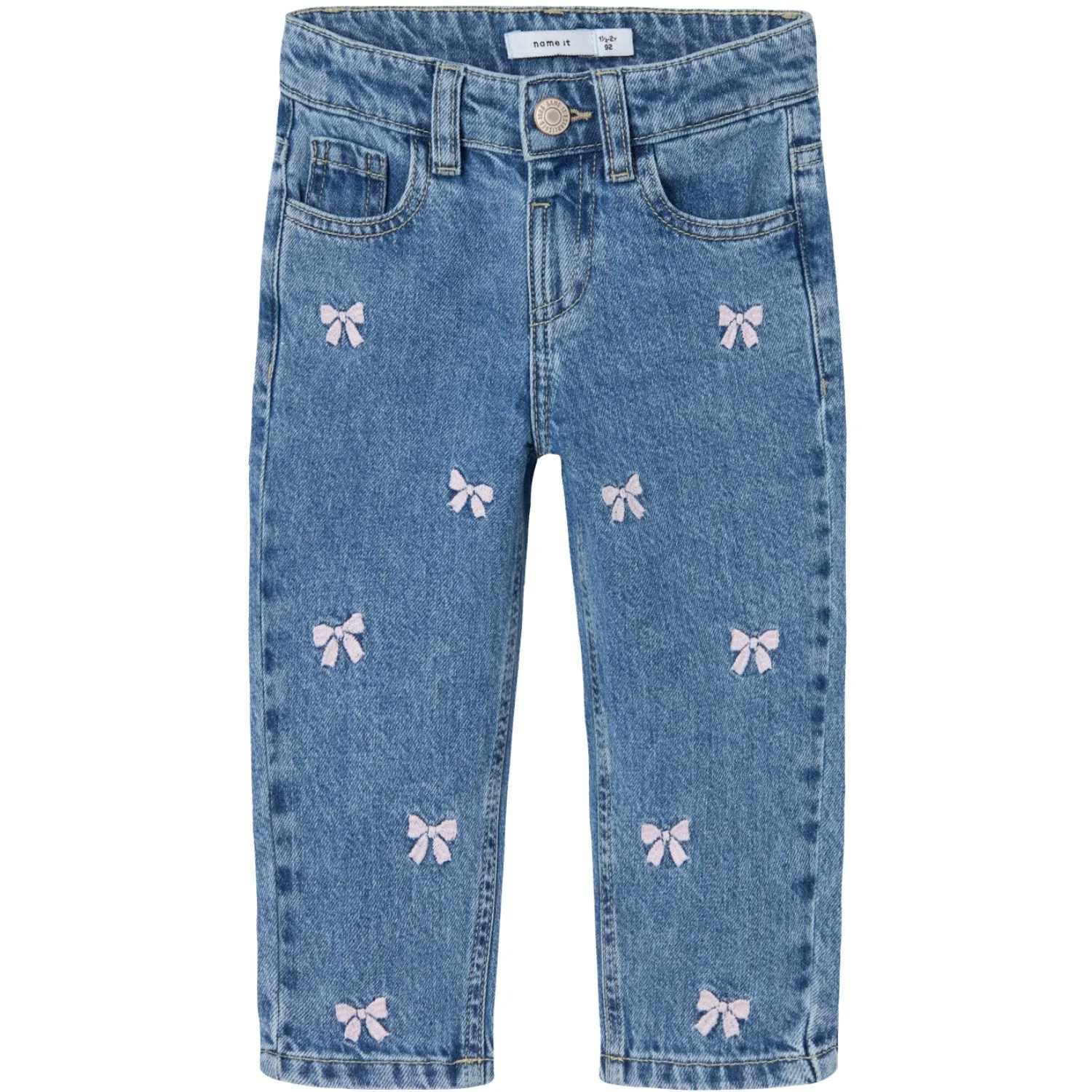 Name It Medium Blue Denim Bows Bella Mom Embroidery Jeans Noos Neutral Lightweight Chill Friendly