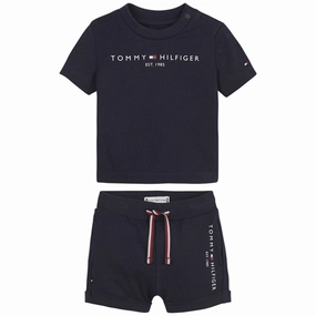 Polyester shorts Comfort waistband Tommy Hilfiger Baby Essential Shorts og T-shirt Set Desert Sky