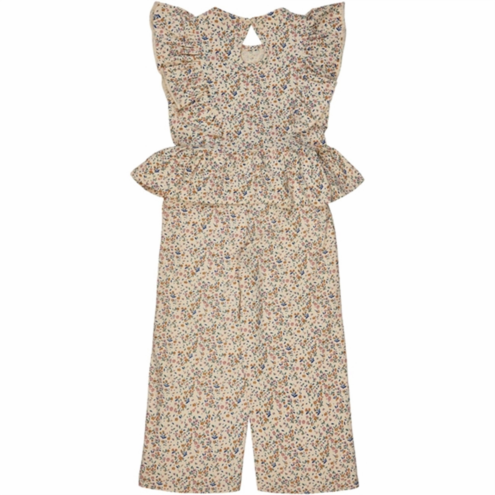 Stylish Gym Outdoor Office THE NEW White Swan Tiny Flower AOP Geneva Culotte Jumpsuit