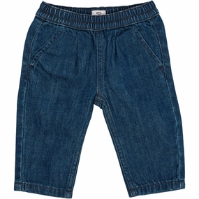 Copenhagen Colors Dark Indigo Blue Washed Organic Baby Jeans Beach Day Versatile Soft Low Profile Zipper