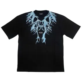 BreathableMeshLining Date night Phobia maglietta manica corta da uomo PH00783 nero con fulmini celesti