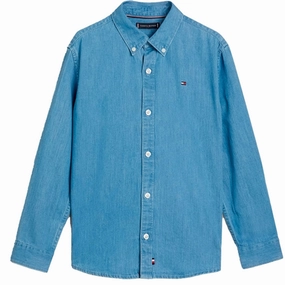 Mountain Retreat Travel-friendly Tommy Hilfiger Denim Chambray Shirt Denim Light Wash