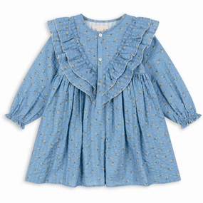Konges Sl?jd Carlie Blue Kim Frill Dress Gots Lace-Trim Daywear Fit