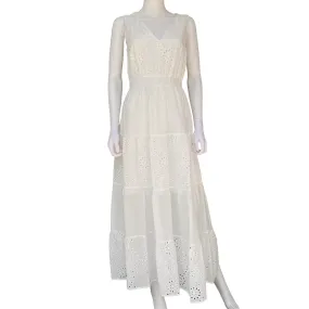 Griffai abito da donna lungo smanicato in pizzo sangallo DGP6780 bianco Polished office dress