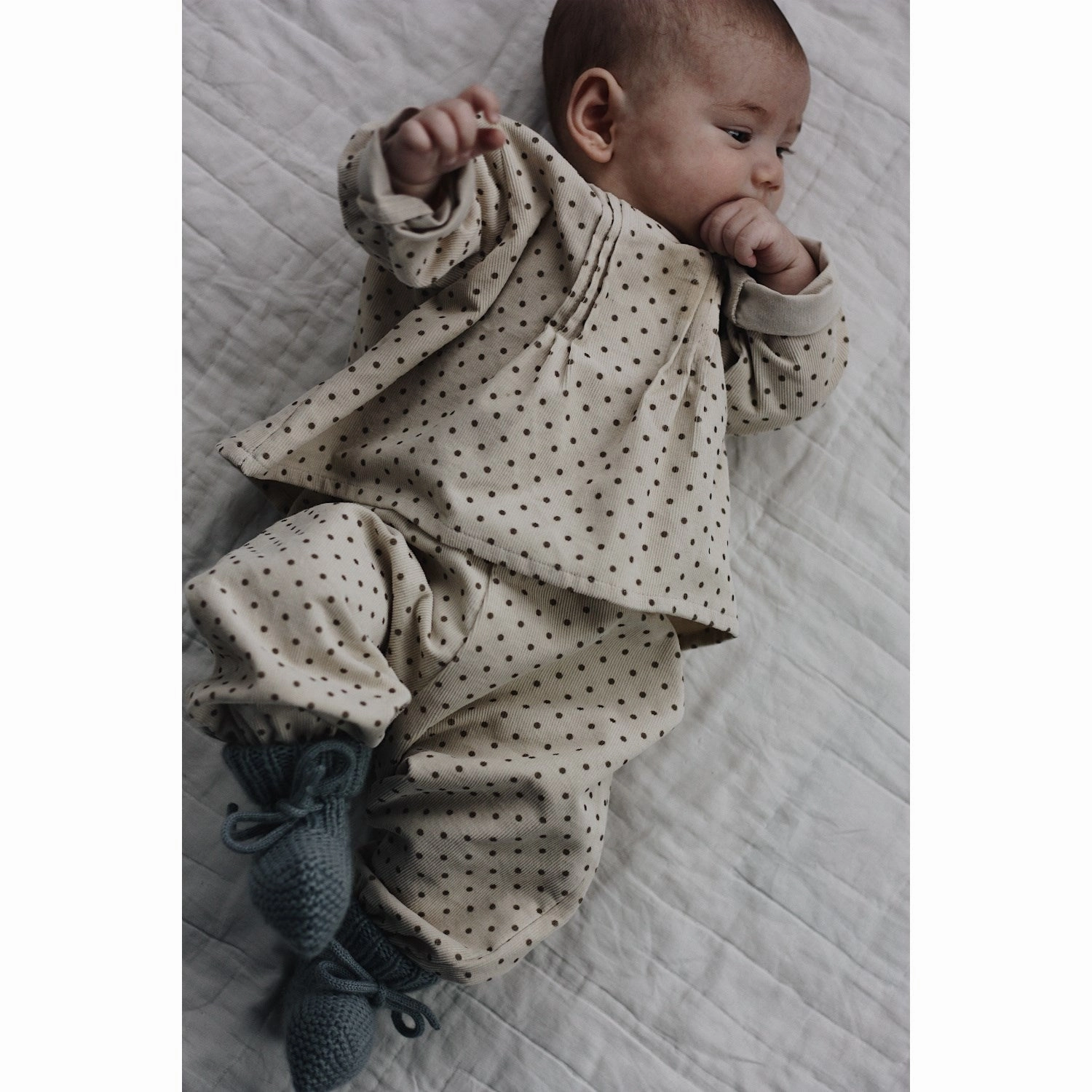 Handcrafted Detail Fitted Design Lalaby BrownDot Holly Top