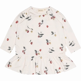 Figure-Skimming Comfy Style Petit Piao? Raspberry Dress Gather Printed