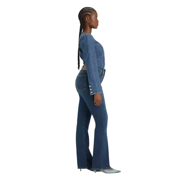 Anti Bacterial Treatment Soft and Cozy Levi's pantalone jeans da donna a vita alta a zampa 725 blu scuro
