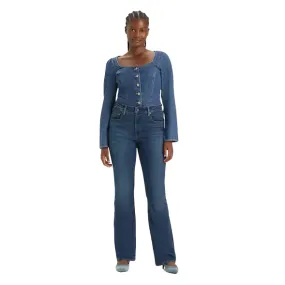 Elasticized Cuffs Levi's pantalone jeans da donna a vita alta a zampa 725 blu scuro
