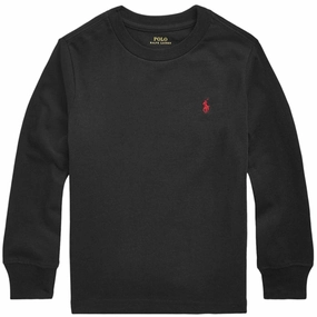 Stylish Design Polo Ralph Lauren Boy Long Sleeved Shirt Black