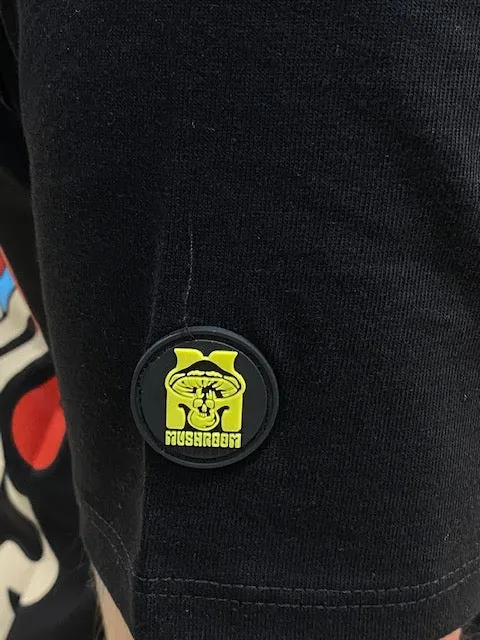 Heat Transfer Printing Mushroom T-shirt da uomo manica corta in cotone 12027-01 nero