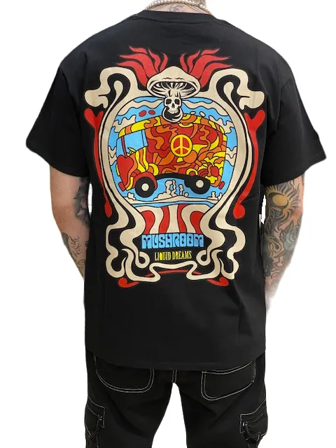 Cool Layer Wear Ultra Soft Texture Mushroom T-shirt da uomo manica corta in cotone 12027-01 nero