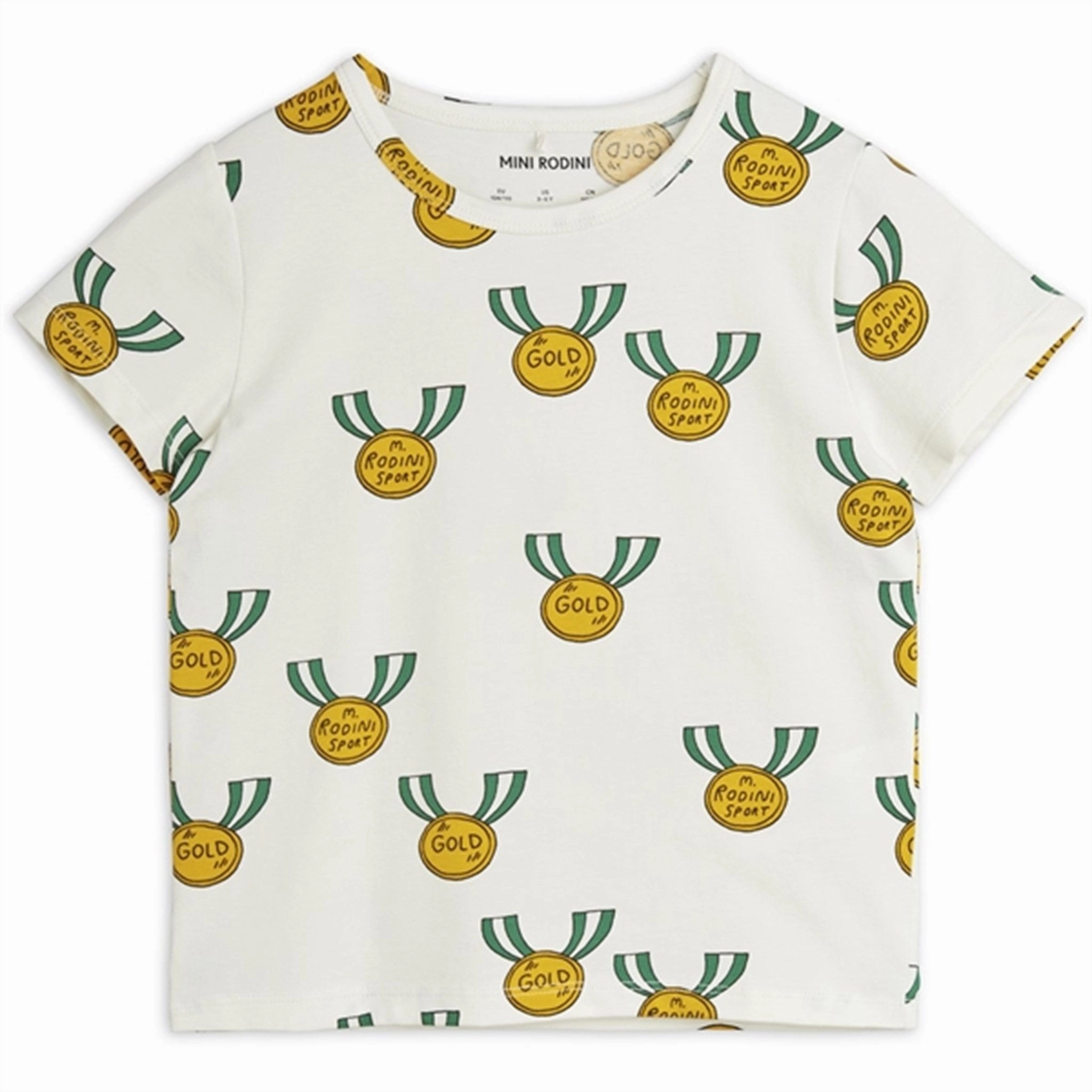 Mini Rodini Grey Medals Aop T-shirt Button Down Easy Care Material