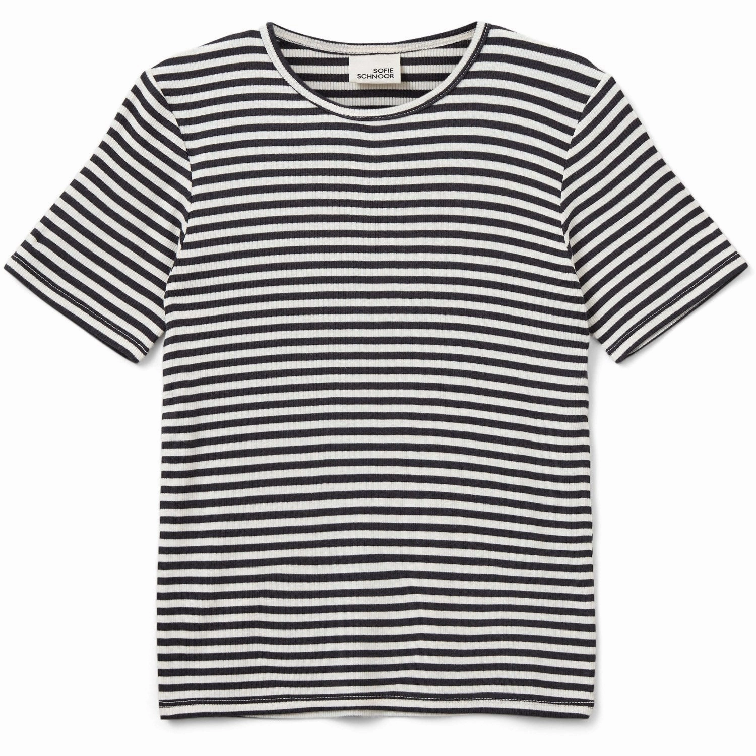 Sofie Schnoor Black Striped Nataliasy Rib T-Shirt Sustainable Dye Process