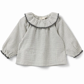 Sofie Schnoor Black Thin Stripe Blouse Adjustable Cuff Closure Soft touch finish