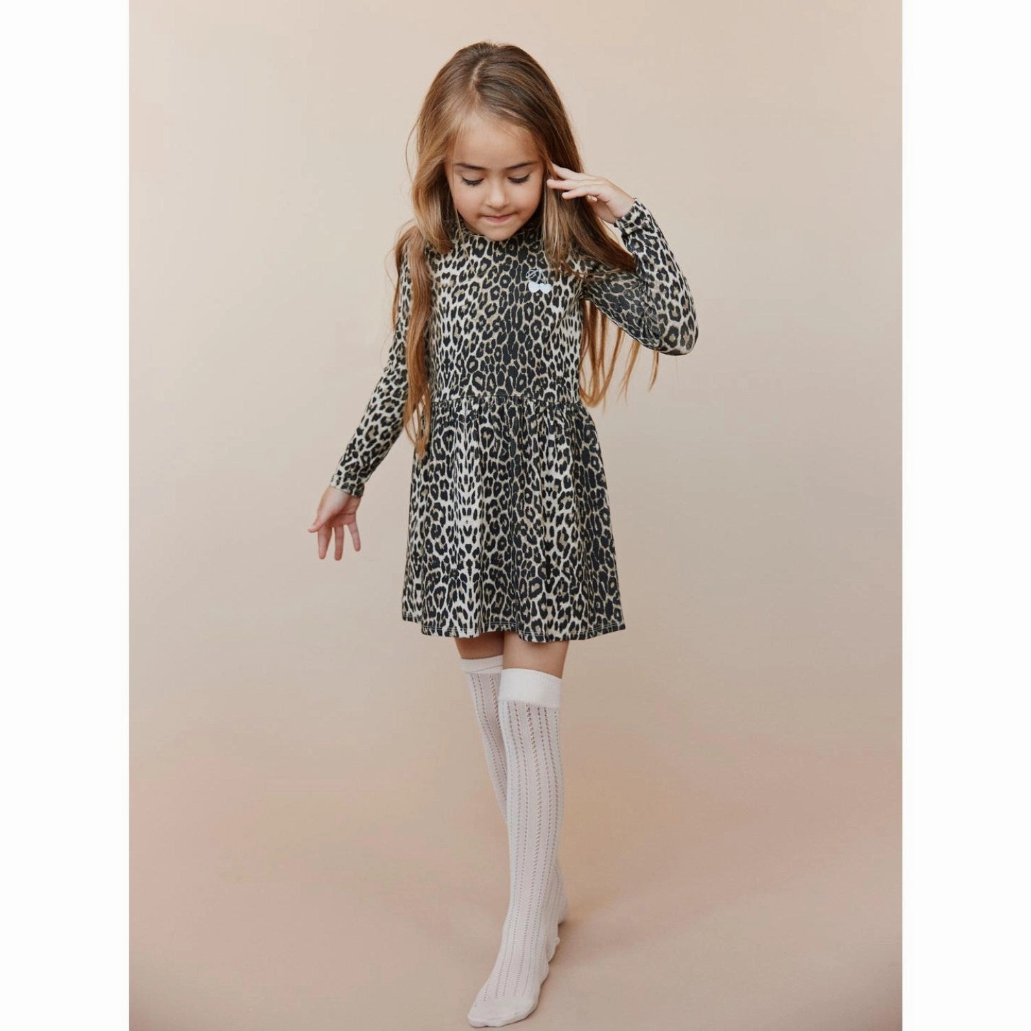 Sofie Schnoor Light Brown Leopard Dress Pure Tone Front Detail