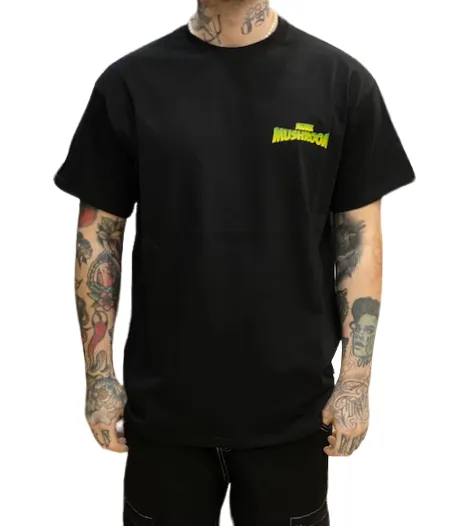 Mushroom T-shirt da uomo manica corta in cotone 12007-01 nero Unisex Fit