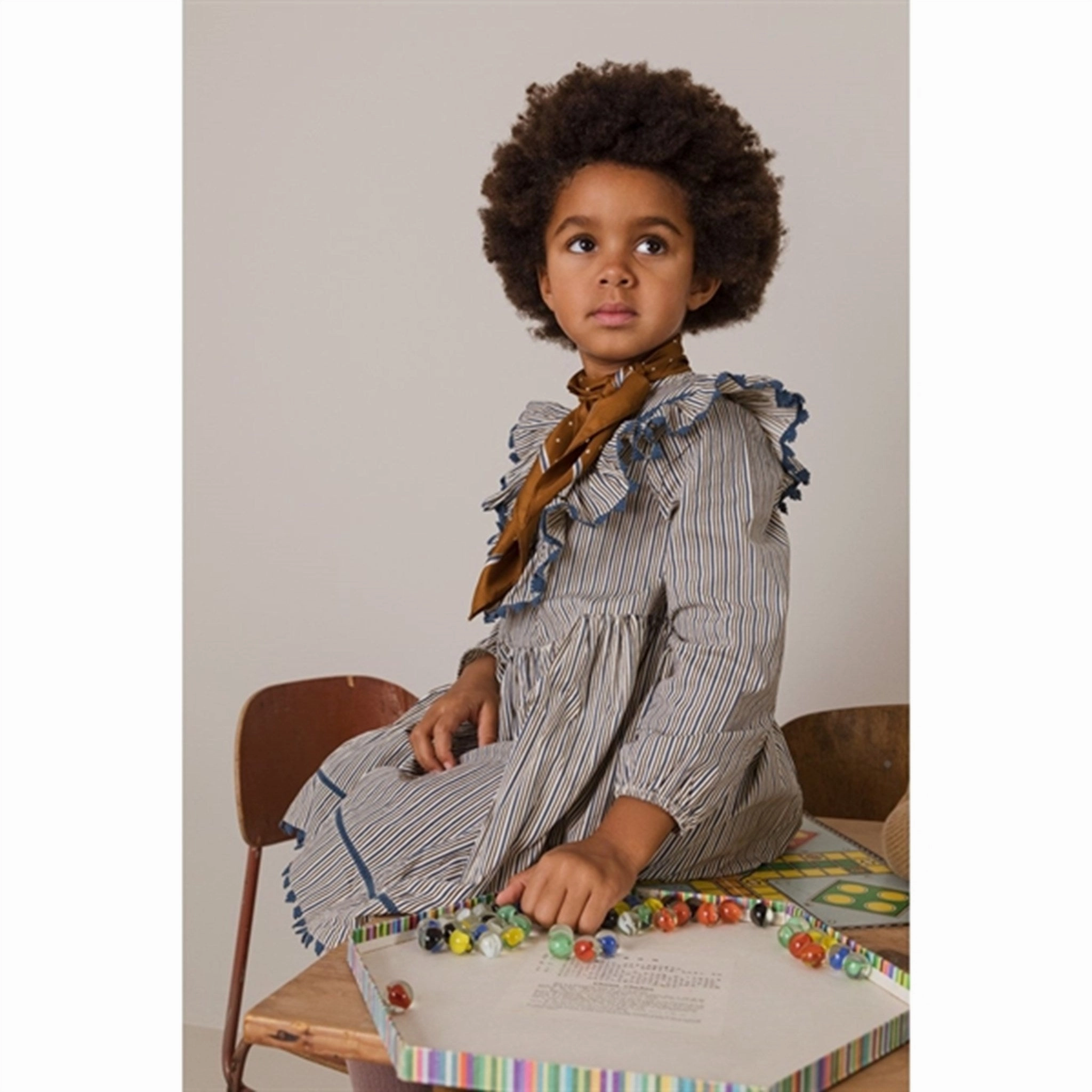 Drawstring-Closure Soft Draping MarMar Ocean Stripes Daljana Dress