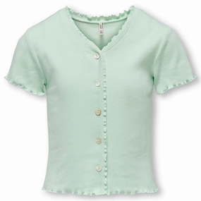 Kids ONLY Mist Green Laila Button Top Ruffled edges