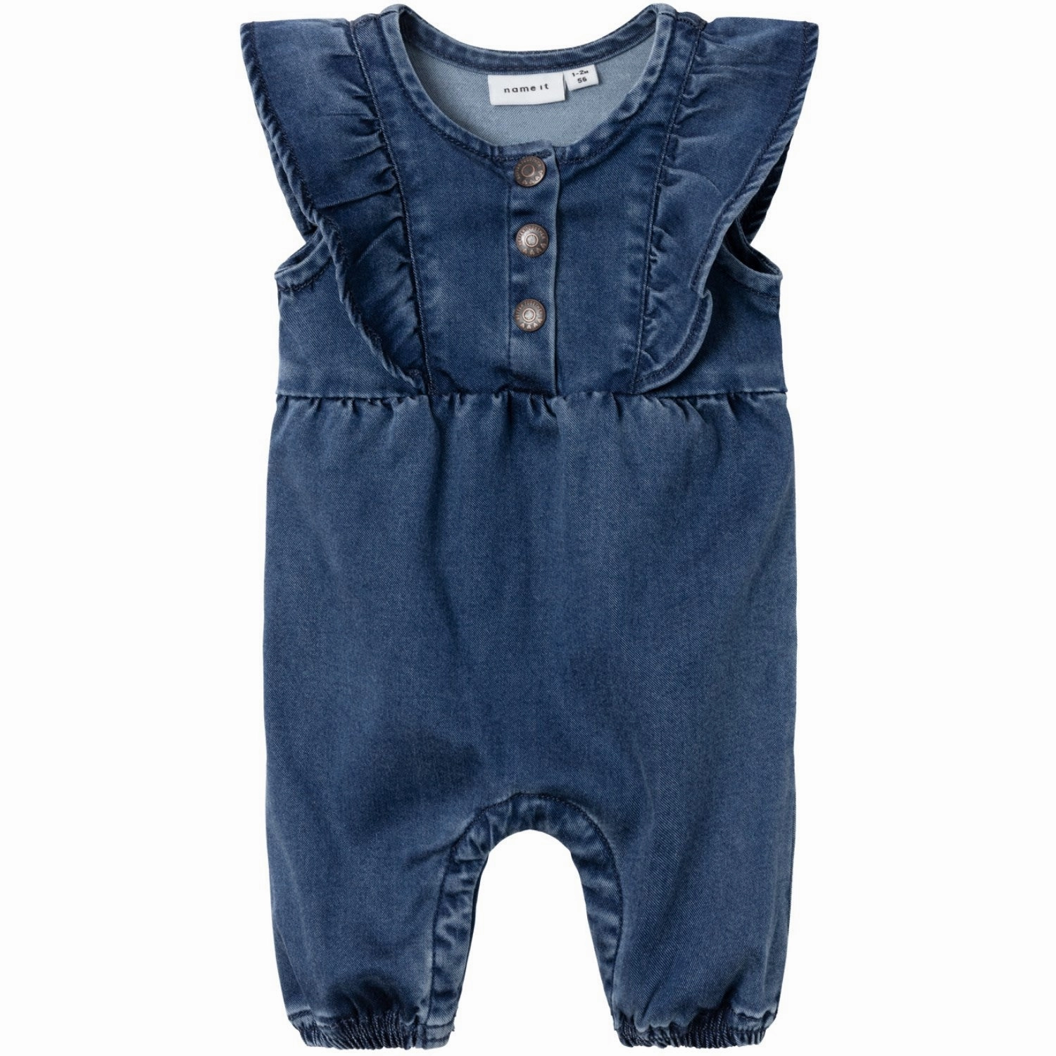 Resort Relax Name It Dark Blue Denim Asta Denim Frill Romper