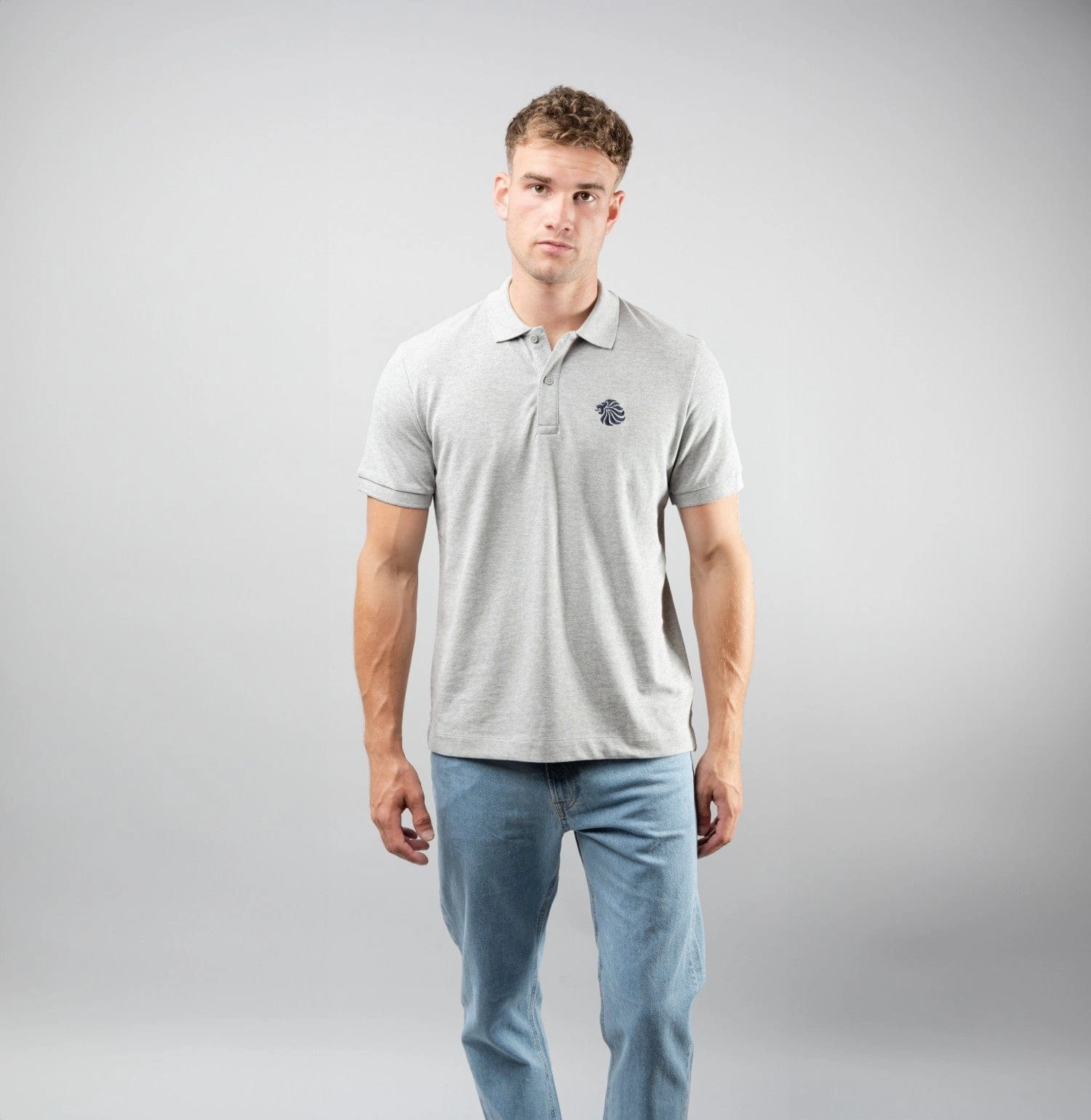 Outdoor Essentials Light and Comfortable Adult Team GB Mono Lion Polo  - Grey
