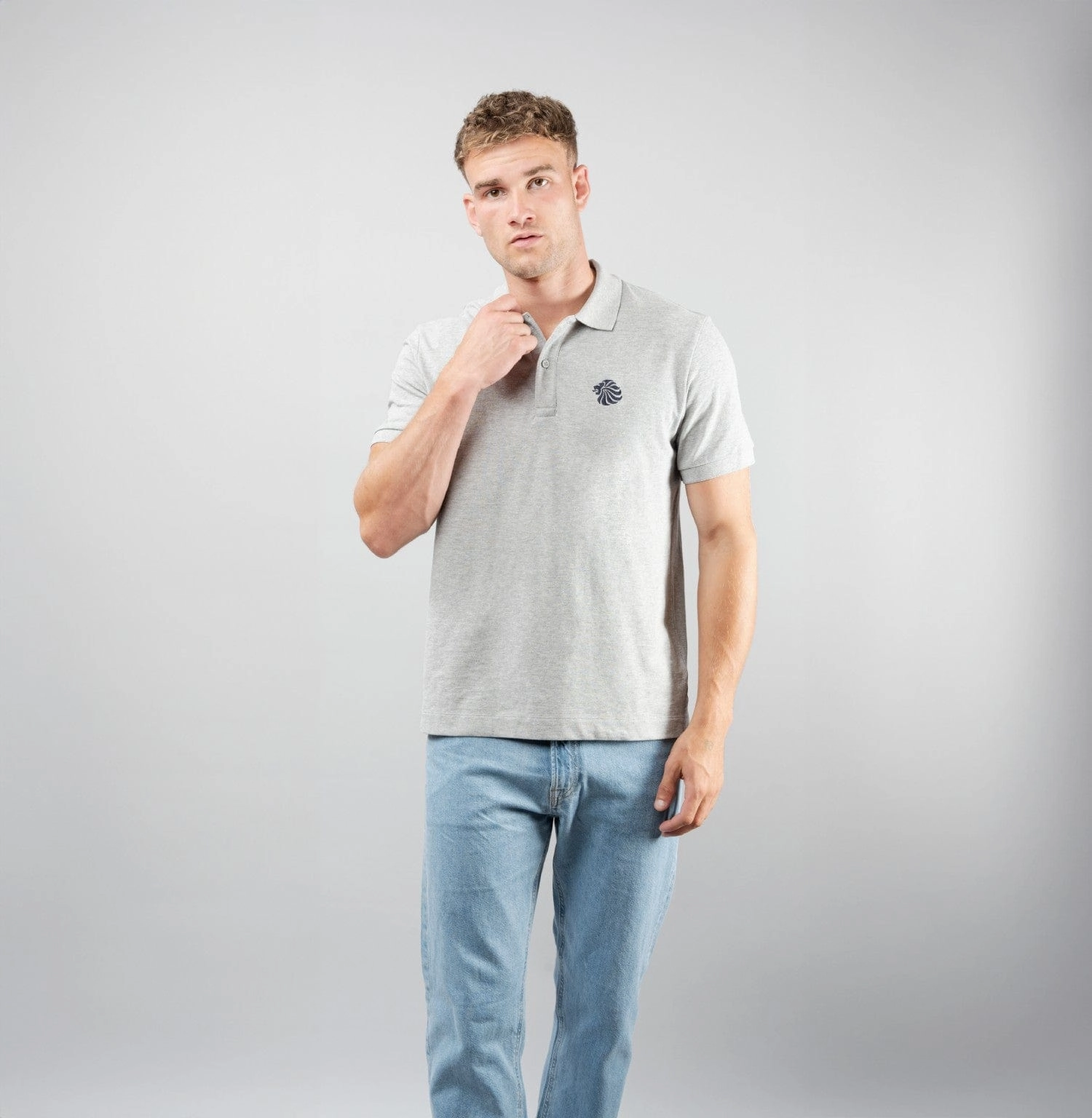 Adult Team GB Mono Lion Polo  - Grey Soft and Relaxed