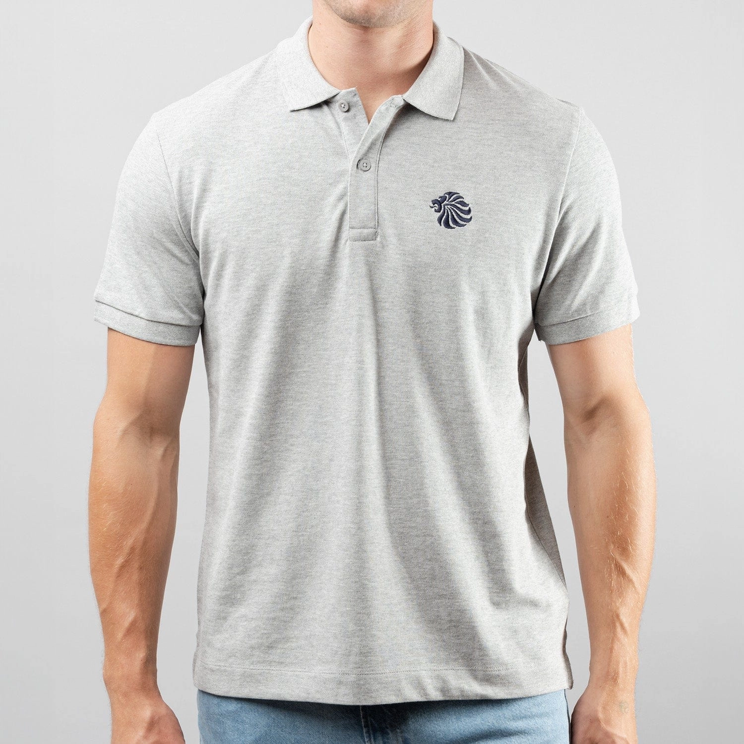 Ultra Soft Blended Textile Adult Team GB Mono Lion Polo  - Grey