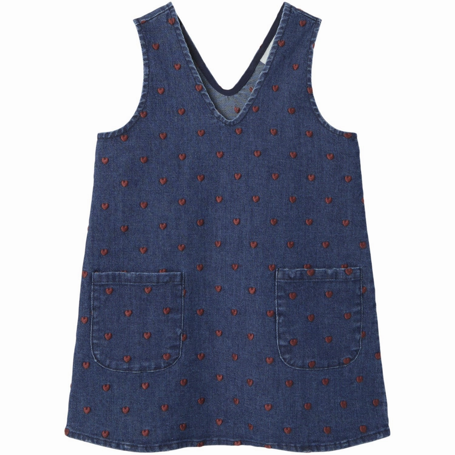 Smooth Flow Lil'Atelier Dark Blue Denim Heart Embroidery Liva Loose Denim Spencer Dress