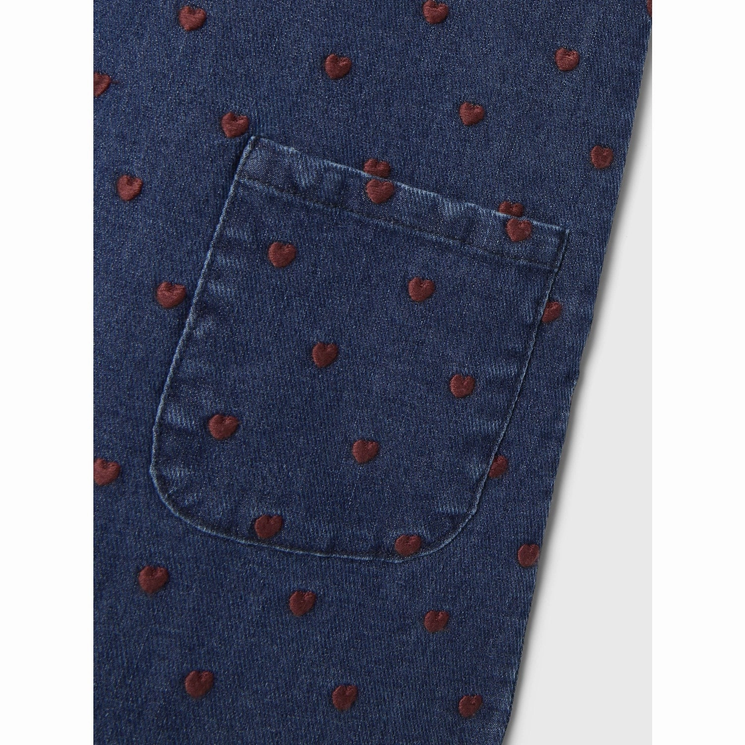 Smart Layers Light As Air Lil'Atelier Dark Blue Denim Heart Embroidery Liva Loose Denim Spencer Dress