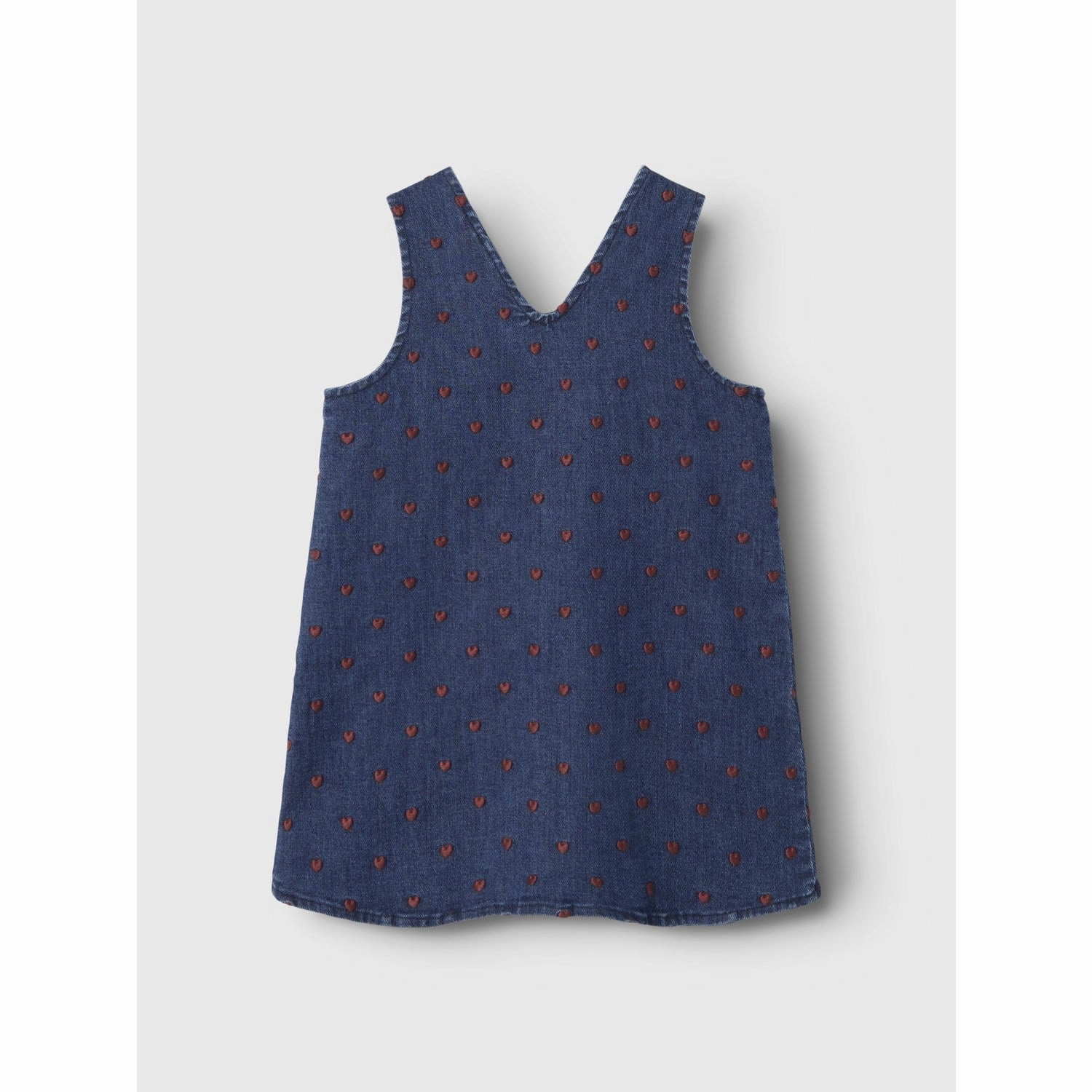 Soul Warm Soft Pleats Lil'Atelier Dark Blue Denim Heart Embroidery Liva Loose Denim Spencer Dress