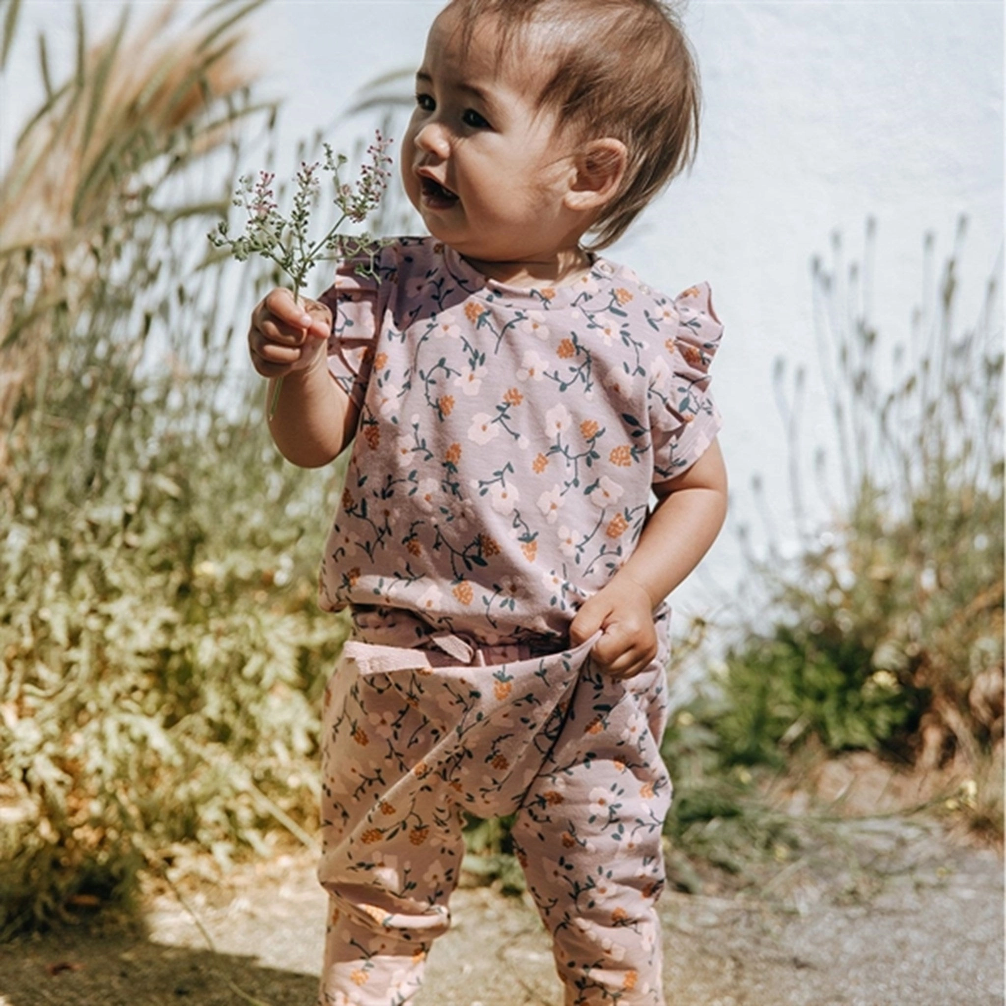 Reinforced Shoulder Seams Rayon blend Soft Gallery Woodrose AOP Flowerberry Sif T-shirt