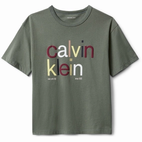 Comfy Essentials UltraLightweight Calvin Klein Thyme Color Logo Graphic Ss T-Shirt