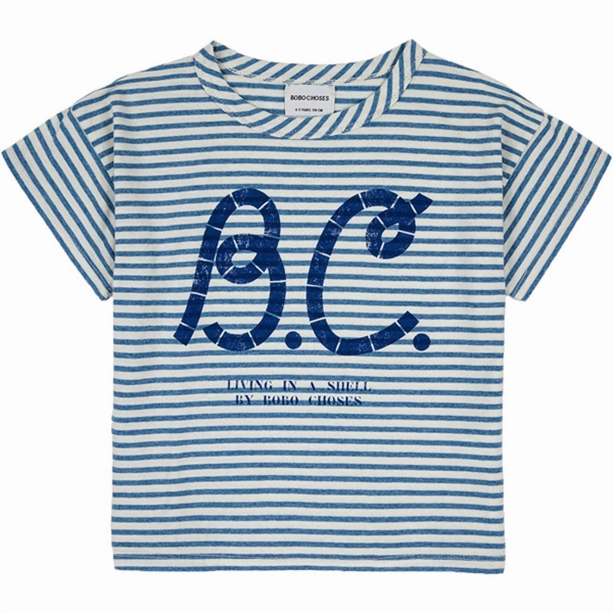 Bobo Choses Light Blue Stripes T-Shirt Urban Streetwear Scoop neck femininity